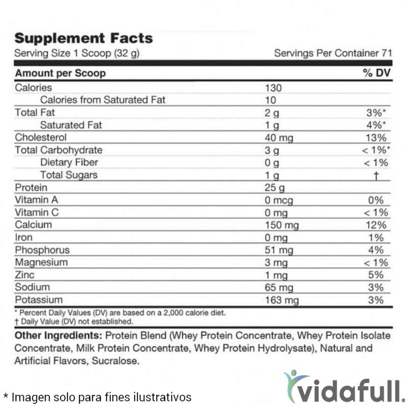 Información nutricional de Whey Protein Matrix Inner Armour ingredientes