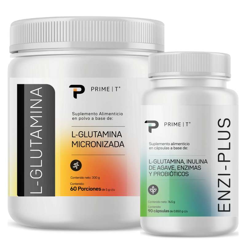 Enzimas Digestivas ENZI-PRO y L-Glutamina Primetech frente