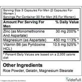 Información nutricional de ZMA ON ingredientes
