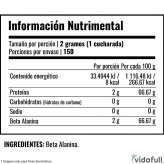 B-ALANINA Primetech información nutrimental